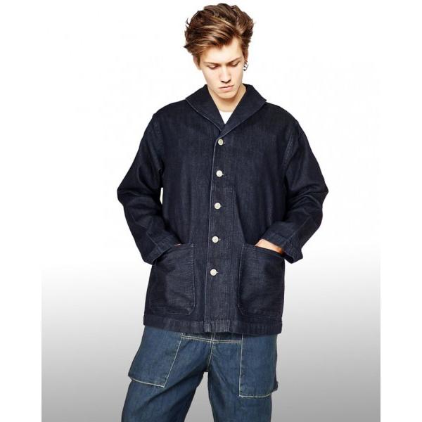 デニムジャケット カバーオール デッキ ジャケット インディゴ ヘチマ