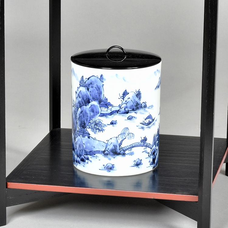 水指 一重口 染付山水 高野昭阿弥作 茶道 茶道具 : 和空間ヤフー