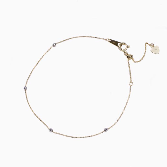 プラチナ Pt850 18金 コンビ ブレスレット チェーン 小豆 アズキ