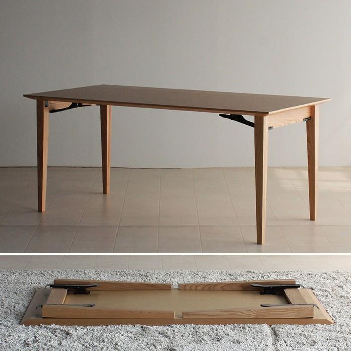 ダイニングテーブル 幅180/160cm タモ材 折りたたみ 折り畳み 折畳み