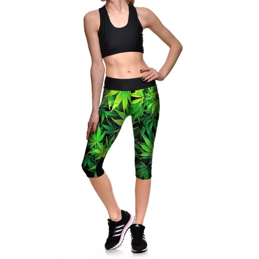 麻 マリファナ ヘンプ 柄 420 レギンス フリー スパッツ ヨガ ユニ