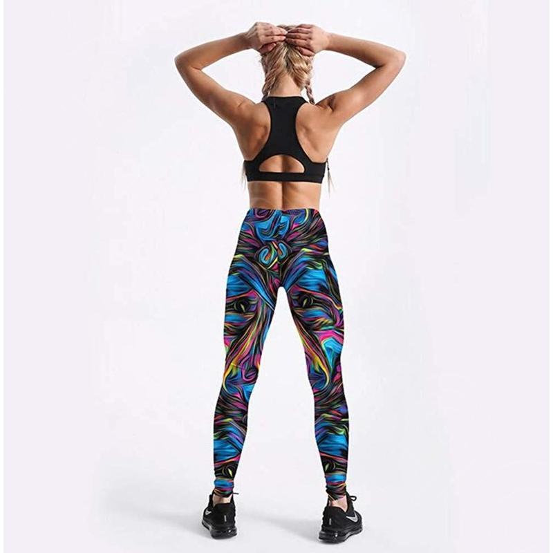 前衛的 色の洪水 瞑想 幾何学 サイケデリック 柄 9分 レギンス ヨガ