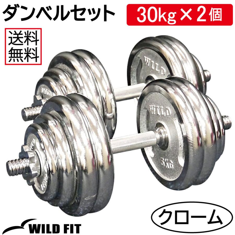 WILD FIT（ワイルドフィット） ダンベルセット 60kg クローム / 筋トレ
