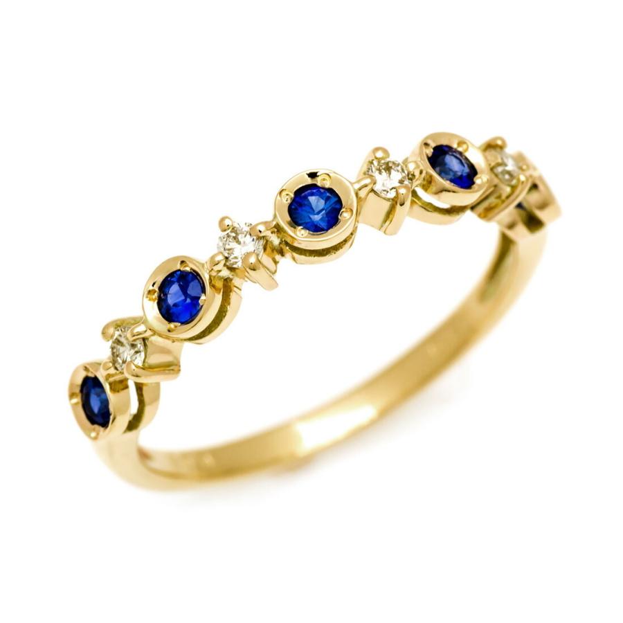 指輪 リング ブルーサファイア ダイヤモンド ゴールド K10 レディース