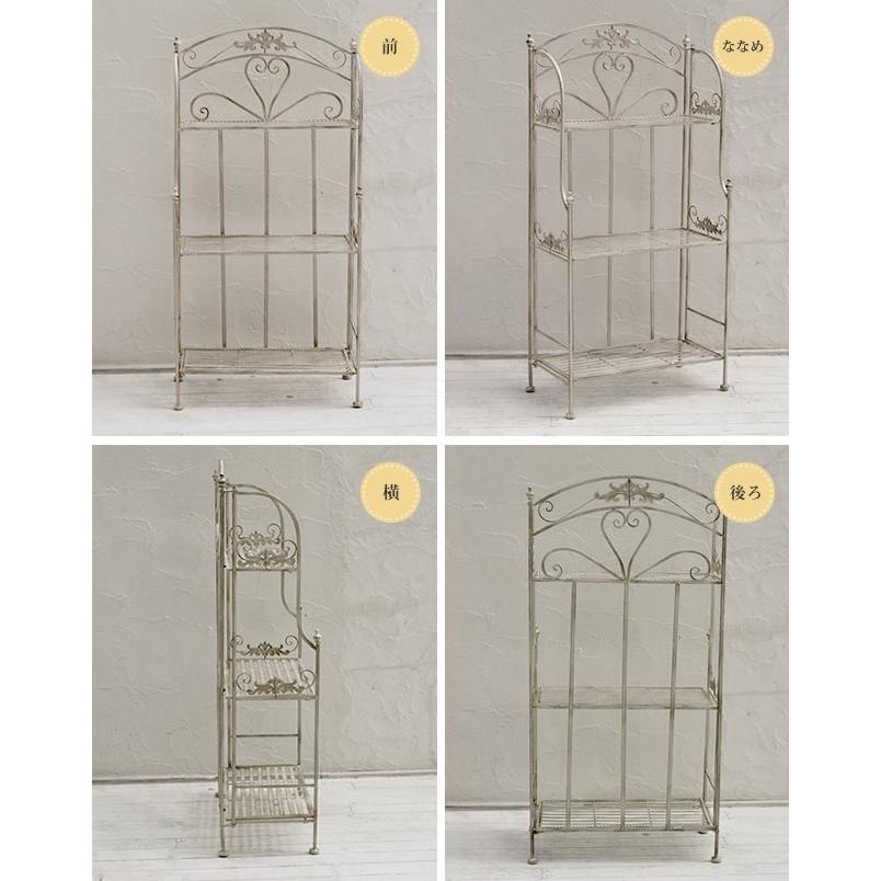 3段ラック ホワイト 白 棚 ラック アンティーク スチール ミッド