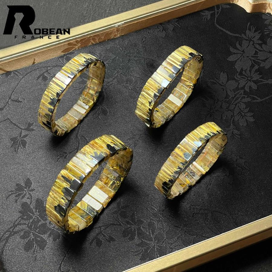 10%off 上級EU製☆ROBEAN・太陽花タイチンルチルバングル☆黄金針水晶