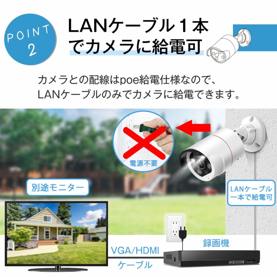 防犯カメラ 監視カメラ POE給電 500万画素 AI人体検知 防犯灯付き 夜間
