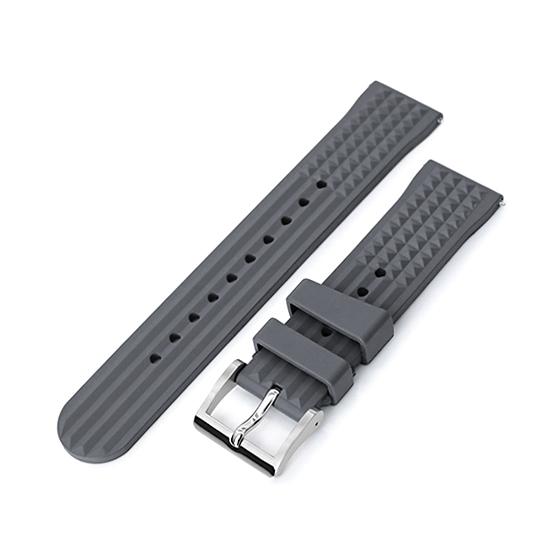22mm MiLTAT 時計ベルト FKMラバー ミリタリーグレー ワッフル