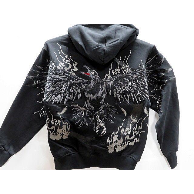 URUSHI 絡繰魂 漆八咫烏 総刺繍パーカー 漆 カラクリ魂 : takafuku1915