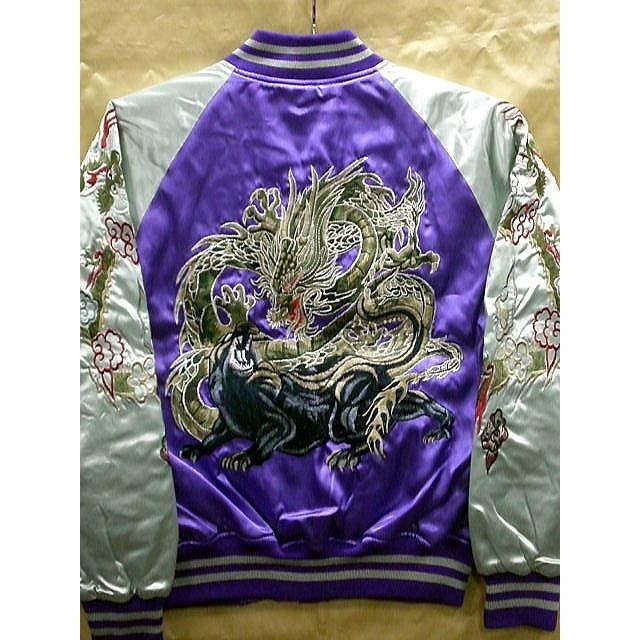 スカジャン 日本製本格刺繍のスカジャン2L 龍と黒豹 : takafuku1915