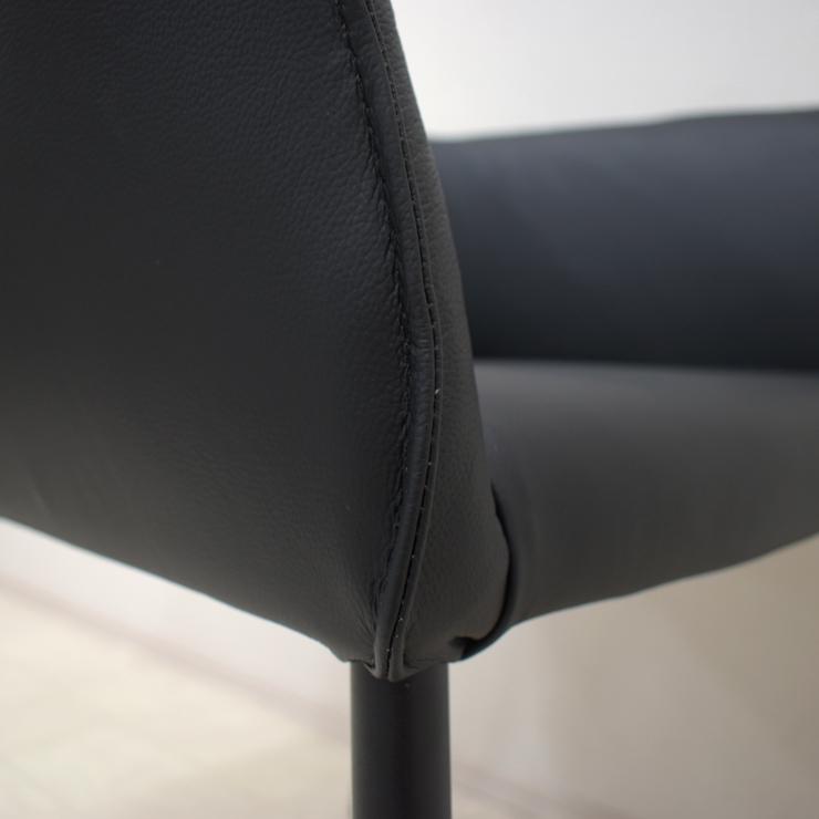 ダイニングチェア 本革張り 完成品 1脚入り cat-ch-343 黒色 ブラック