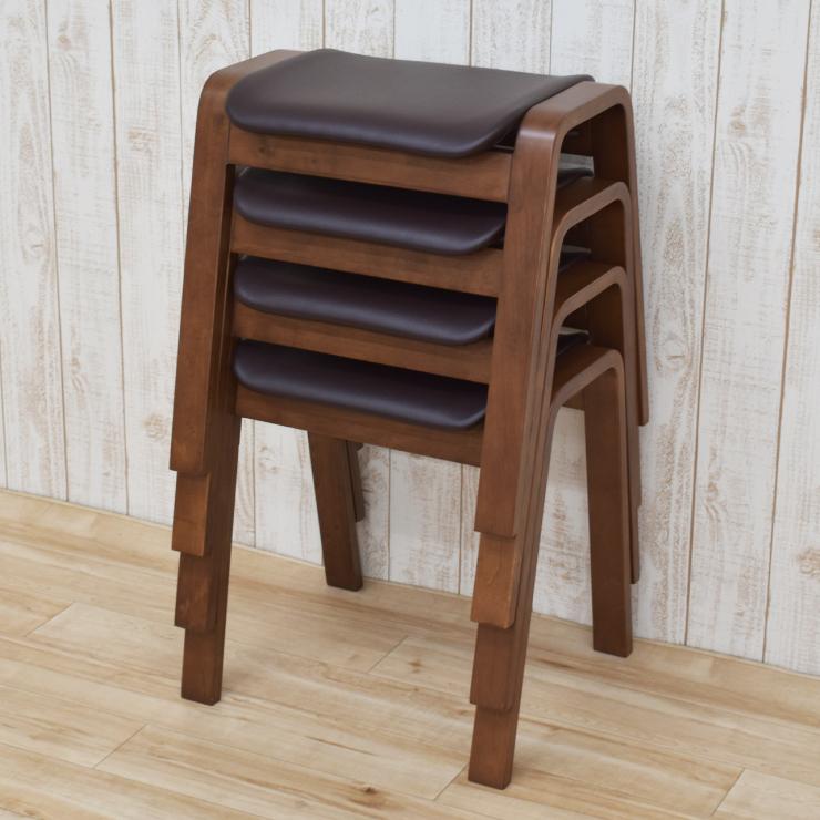 スタッキングスツール 4脚セット hp14-4-361 クリアナチュラル色