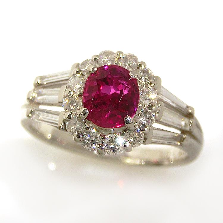 7月誕生石 ルビー 指輪 プラチナ ダイヤモンド リング PT900 12号 1.01