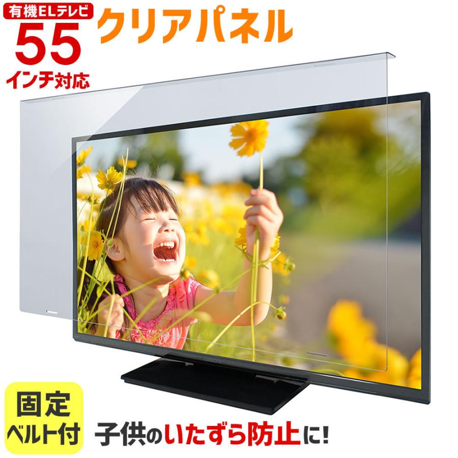 有機ELテレビ保護パネル クリアパネルベルト付 55型 55インチ 液晶