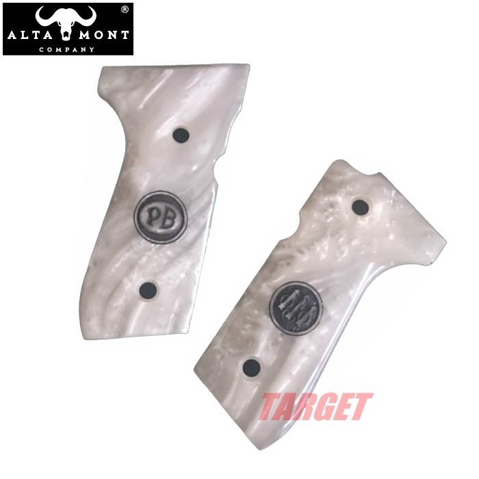 アルタモント ベレッタ M92F用 ホワイトパール調グリップ パネル ロゴ
