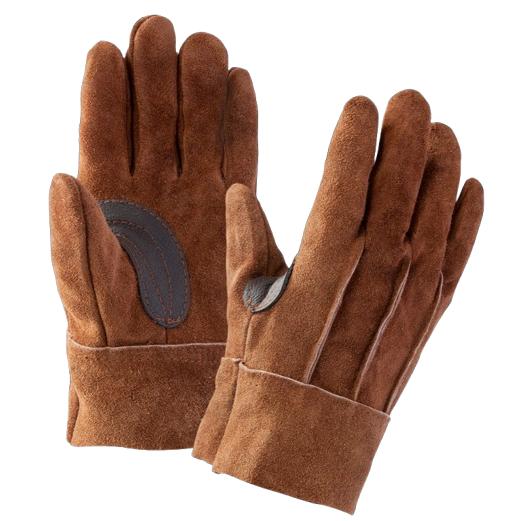 IT-68 背縫いブラウン 黒吟皮アテ付き 牛床革手袋 富士グローブ