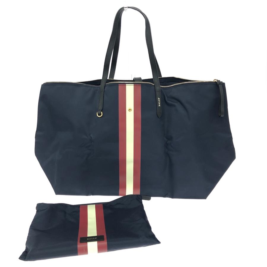 BALLY バリー 折り畳みトートバッグ 良好 ナイロン ネイビー ユニ