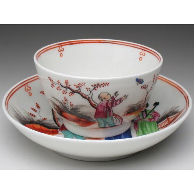 ニューホール 少年と蝶絵 ティーボウル＆ソーサー アンティーク 18