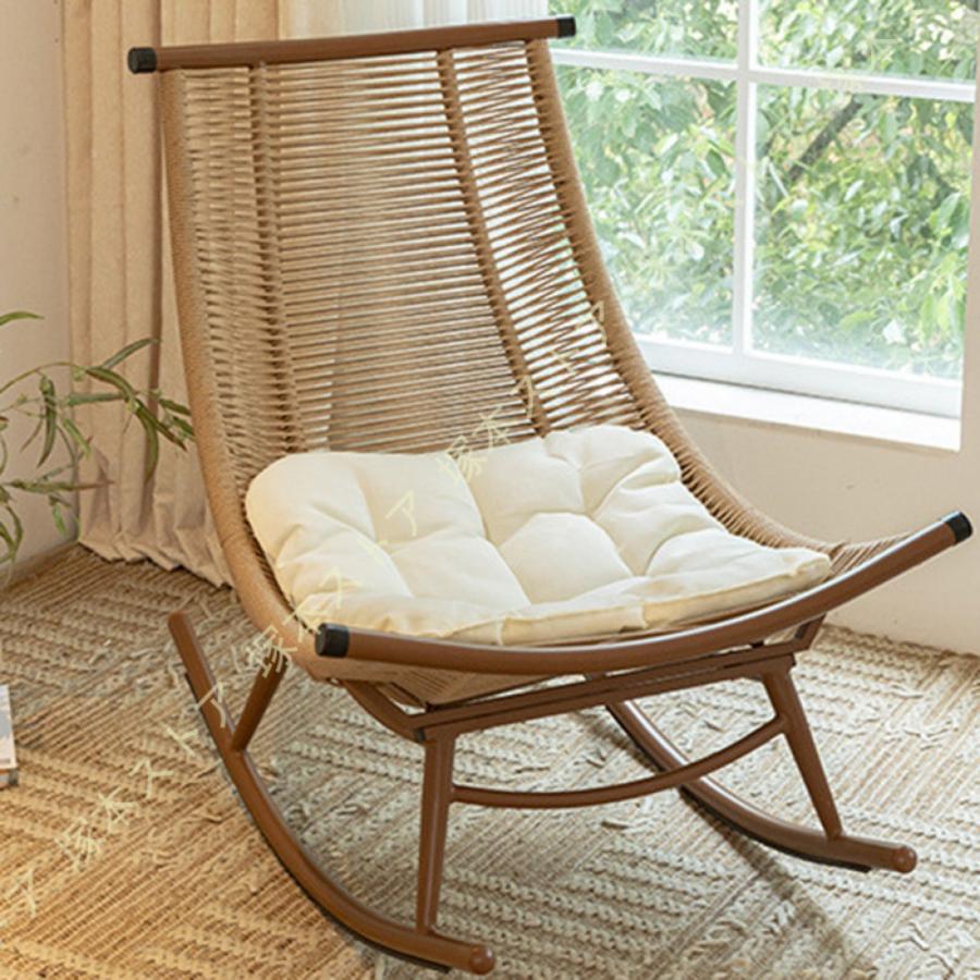 ロッキングチェア ラタン調 籐ロッキングチェア 戸外籐揺り椅子 昼寝