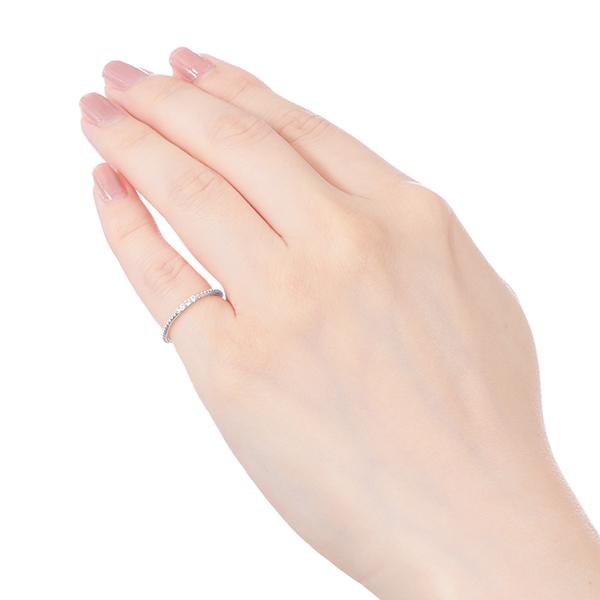 ジュエリーツツミ K10ホワイトゴールドダイヤモンドリング（ピンキー