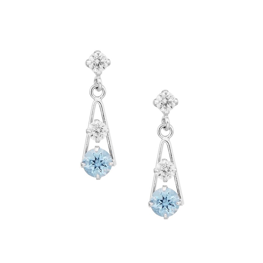 ジュエリーツツミ K10ホワイトゴールドアクアマリンピアス