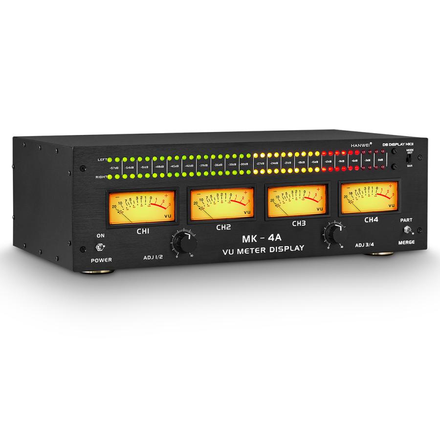 4つ アナログVUメーター + サウンドレベルインジケーター DB Panel Pro