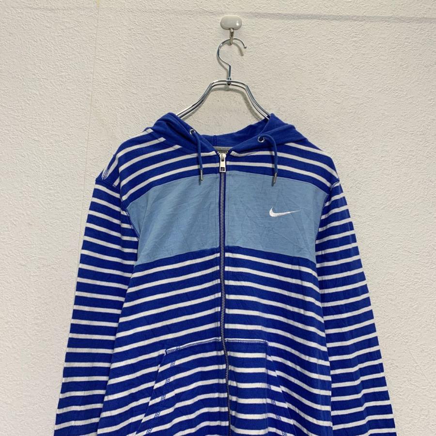 NIKE ジップアップ ロゴ スウェット パーカー S ブルー ホワイト