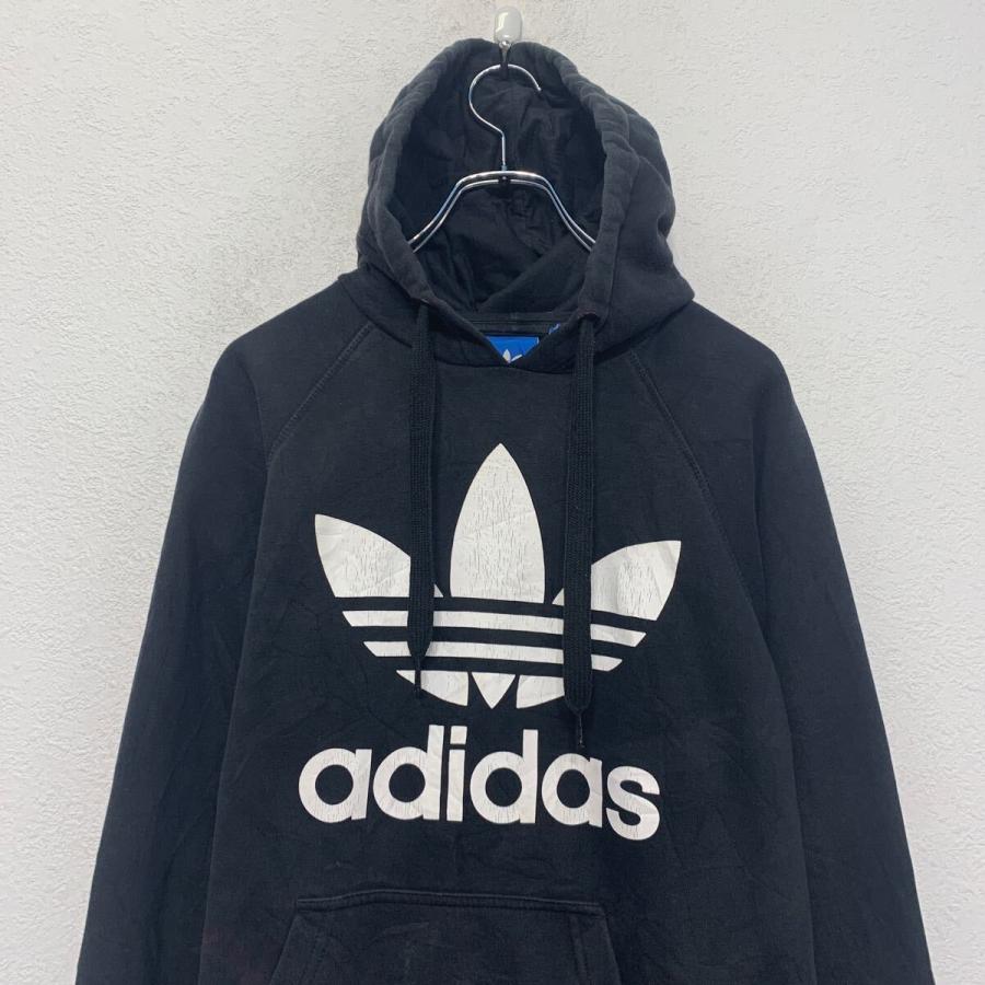 adidas ロゴ スウェット パーカー アディダス M ブラック プルオーバー