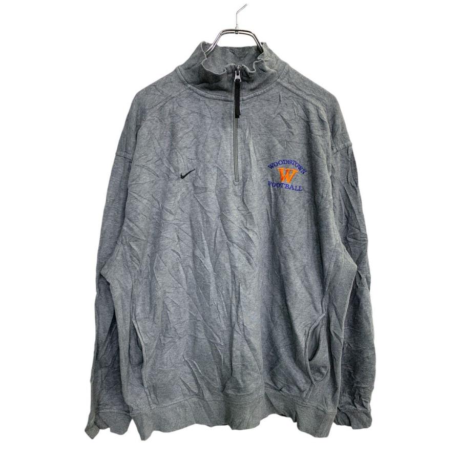 NIKE ロゴ スウェット Lサイズ ナイキ ハーフジップ グレー 古着卸