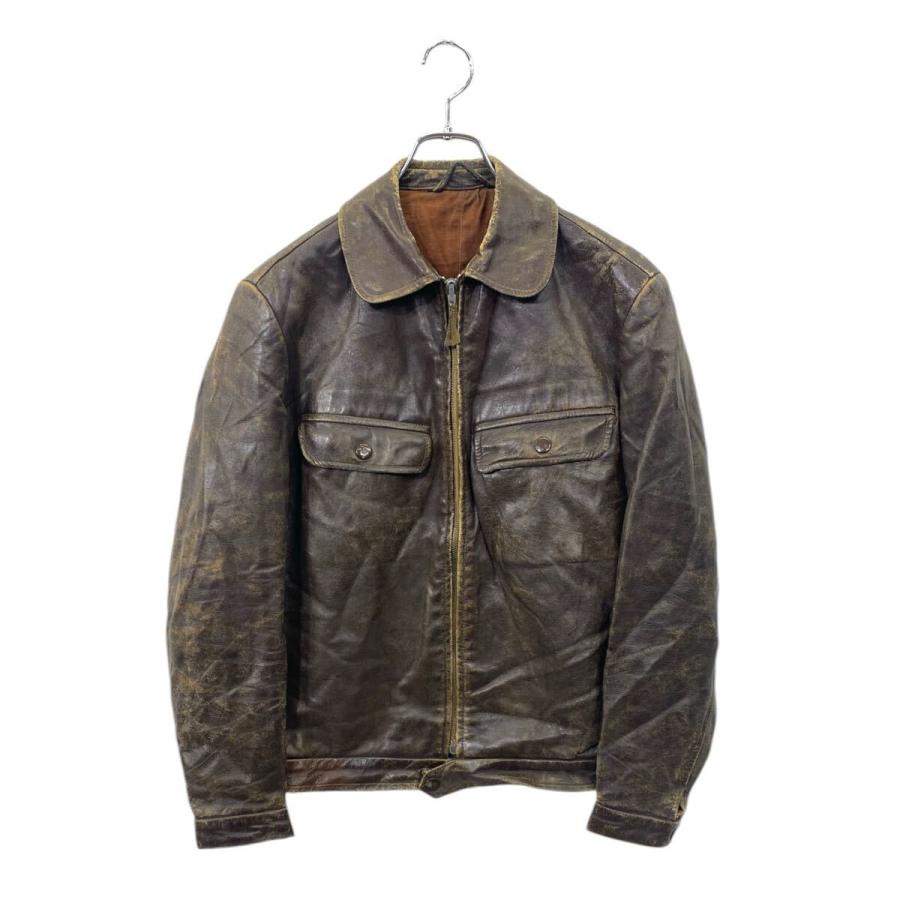 レザージャケット Lサイズ相当 ブラウン wIcoジッパー 40s〜 古着卸