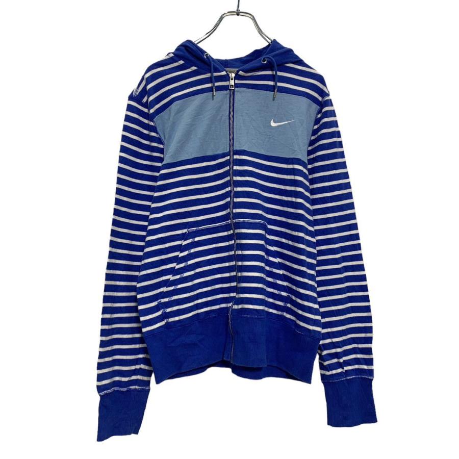 NIKE ジップアップ ロゴ スウェット パーカー S ブルー ホワイト