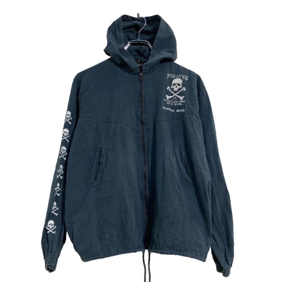 BAD TO THE BONE ジップアップ ジャケット M ブラック パーカー バック