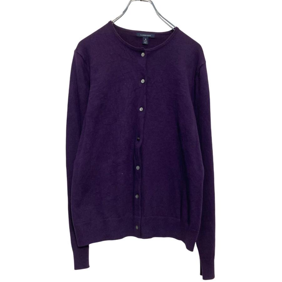 LANDS END コットン混紡 ニット セーター カーディガン M レディース