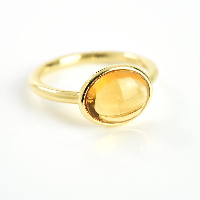 一粒石 シトリン リング K18 Skina スキーナ ダブルカボション 8×10