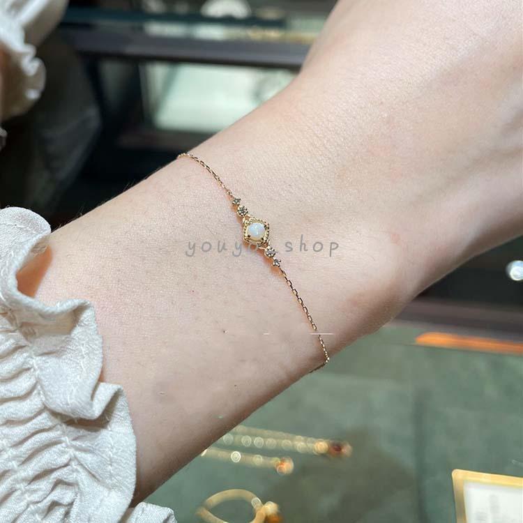 オパール ブレスレット S925シルバー 18kゴールド仕上げ シンプル