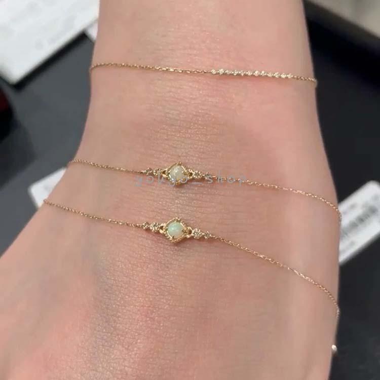 オパール ブレスレット S925シルバー 18kゴールド仕上げ シンプル