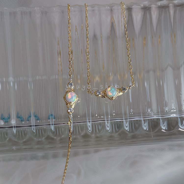 オパール ブレスレット S925シルバー 18kゴールド仕上げ シンプル