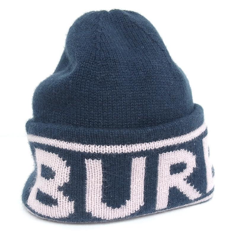 BURBERRY（バーバリー） ニット帽 8023982 カシミヤ ネイビー/薄ピンク