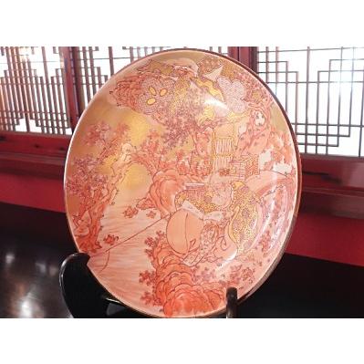 九谷焼 【伝統工芸名工】 飾り皿 絵皿 飾り鉢 三代橋田与三郎 赤絵細書