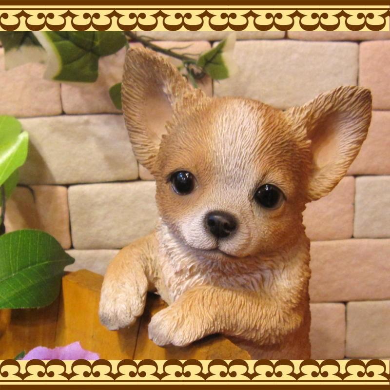 置物 動物 可愛い 犬の置物 チワワ ライトブラウン リアル ぶらさがり