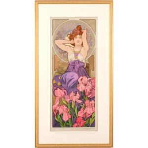 薔薇 花 絵画 リトグラフ 版画 ジョアン・ゲレロ 「ワイン・ローズ