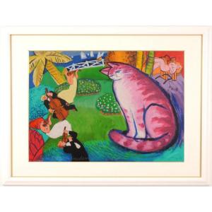 猫 絵画 ポップアート シルクスクリーン 版画 マイケル・ルー 「Good