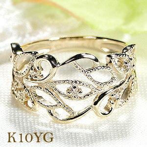 K10 YG WG PG クラシカル風 ダイヤモンド リング 0.08カラット