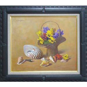 絵画 油絵 田澤禮次 肉筆油絵 静物画 コスモス 花瓶 F10 : アートフジ