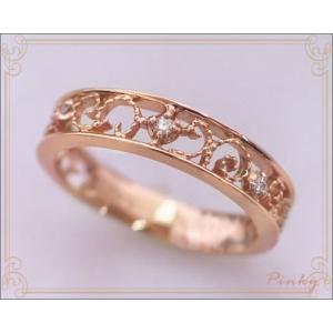 ピンキーリング ダイヤモンド0.01ct K10ホワイトゴールド K10ピンク