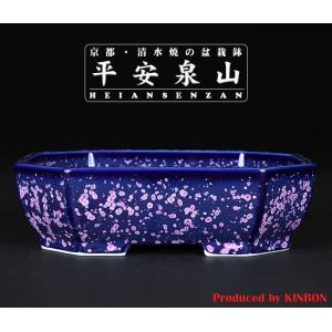 盆栽鉢 植木鉢 「平安泉山紫結晶楕円鉢」 山草鉢 色鉢 清水焼 京焼