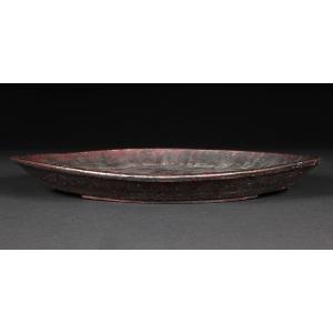 盆栽鉢 「東福寺水均釉窯変楕円鉢」 植木鉢 初代 平安東福寺 登窯 5号