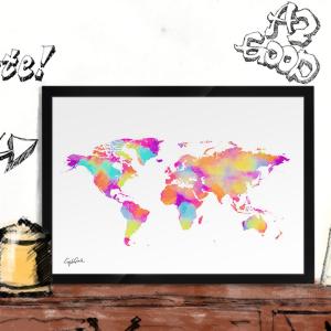 ポップアートポスター ブランド オマージュ ルイヴィトン 世界地図 A4