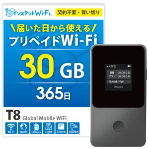 インスタントWi-Fi]T8 100GB 1年間 データ通信 ポケットWiFi モバイル