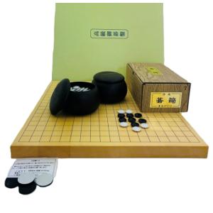 初心者の木製囲碁入門セット※13路9路盤・プラ碁石椿(白84粒・黒85粒